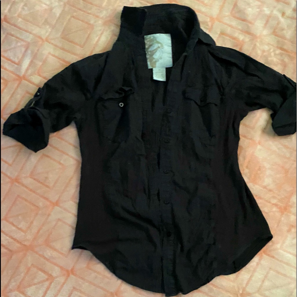 Black Stretch Button Down